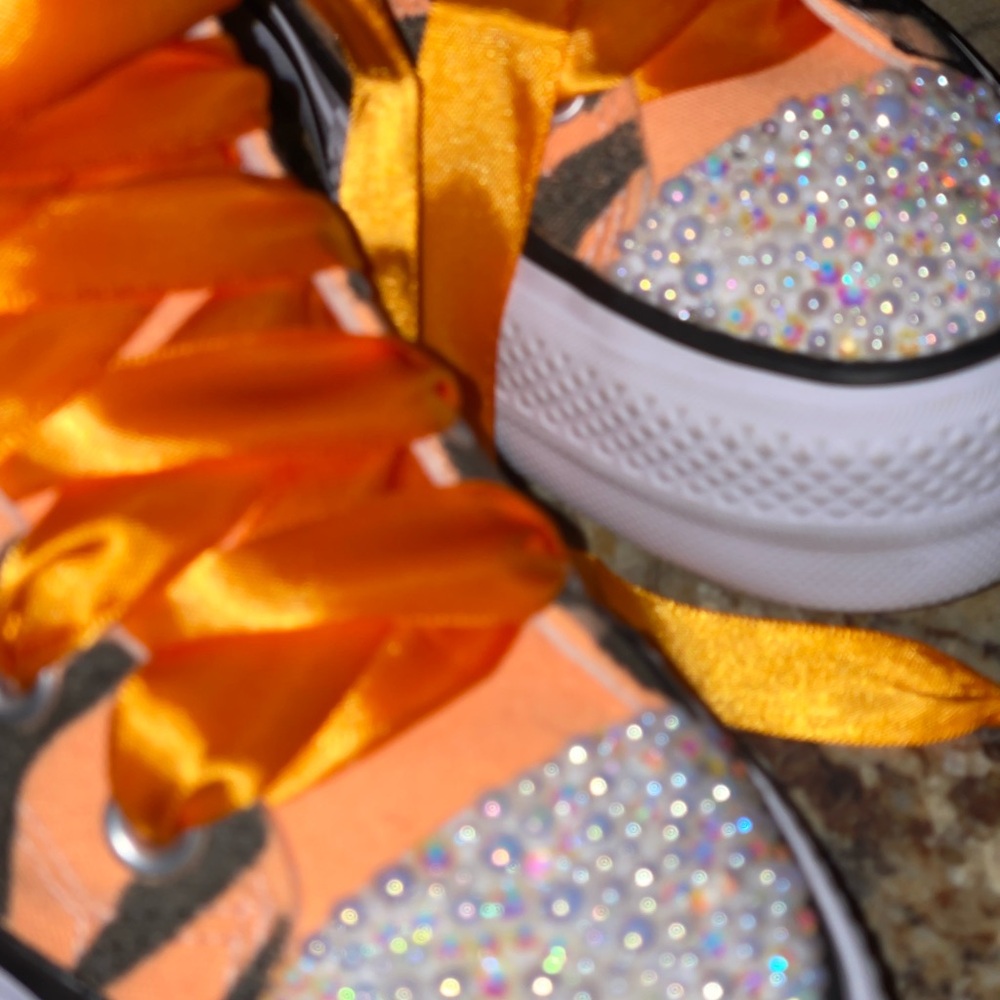 Blinged out Tiger Striped Converse